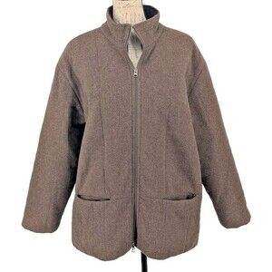WOOLRICH Womens Coat SIZE XL Taupe Heather 100% Wool Warm Winter Cozy